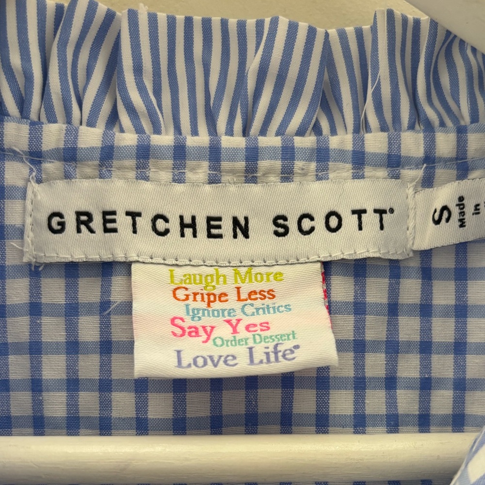 ✨Gretchen Scott Designs✨ Light Blue Striped Tiered Shirt Dress - Picture 4 of 15